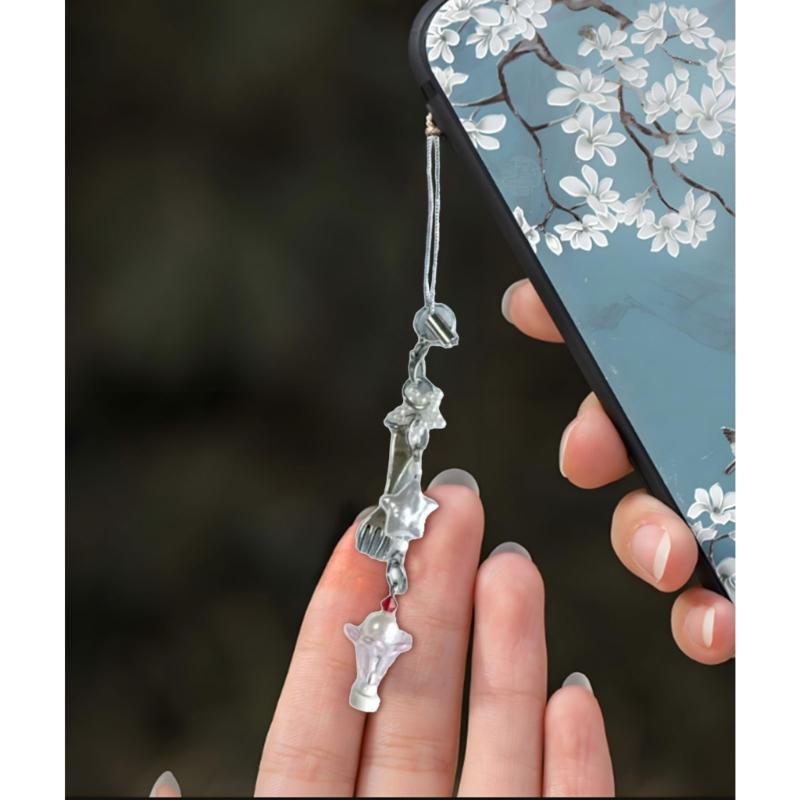 Sweet Dessert Theme Beaded Phone Strap Handmade Resin Charm for Women Girls Lovely Gift Keychain Bag Accessory