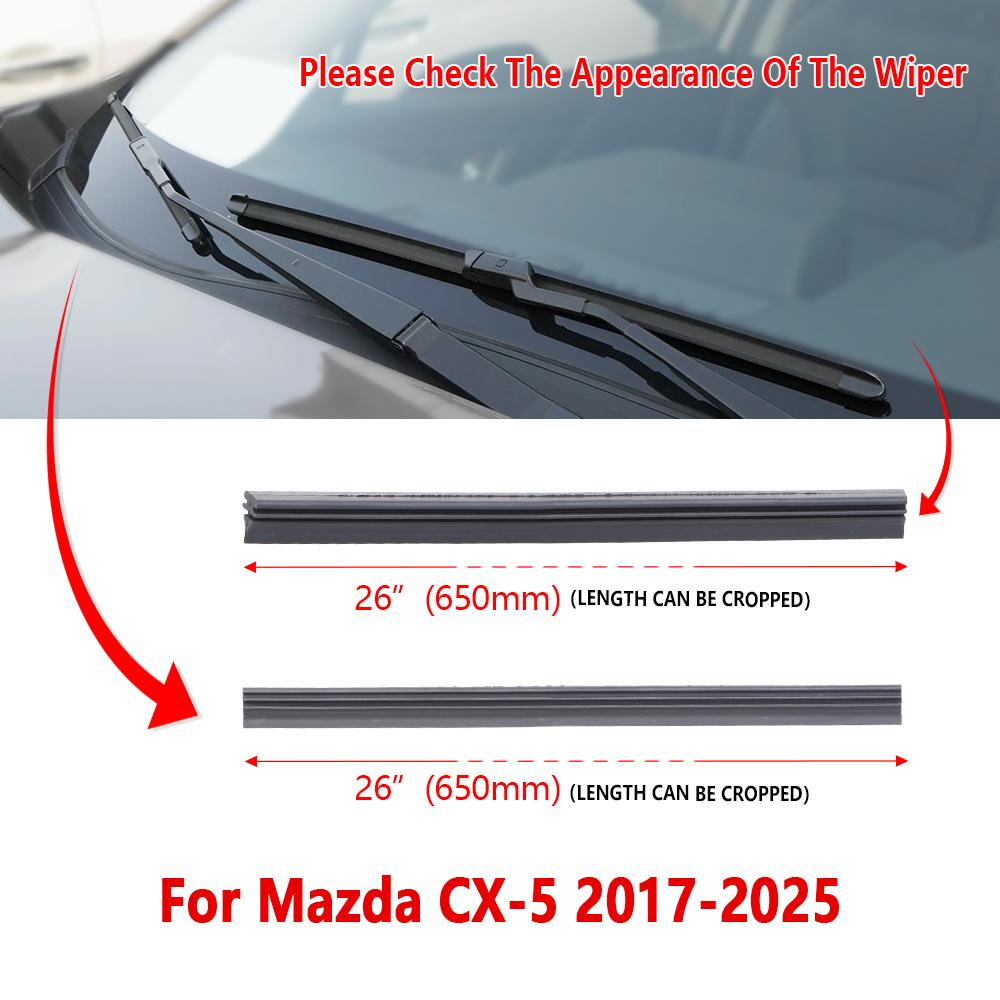 For Mazda CX-5 2017 2018 2019 2020 2022 2023 2024 2025 Wiper Refill Rubber Strip Car Wiper Accessories 1Pair