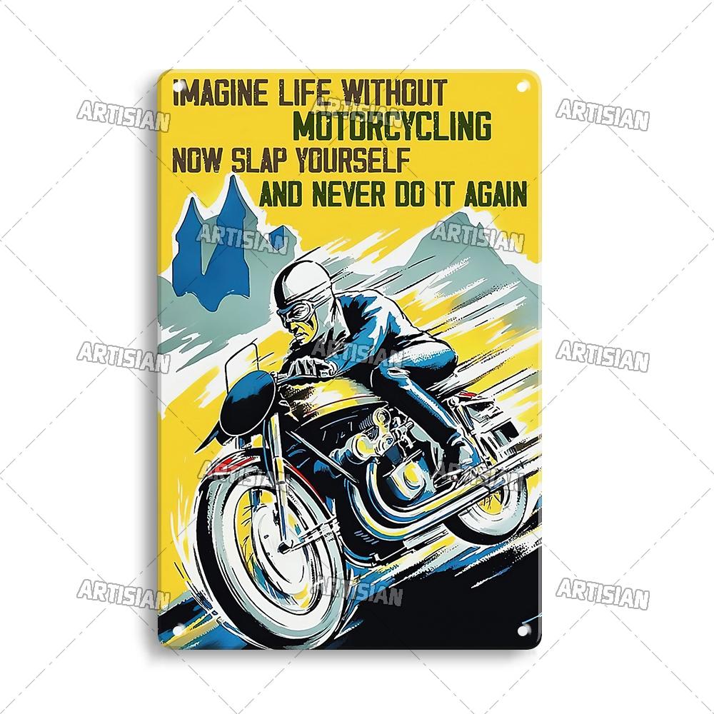 Artisian Riding Metal Plate Motorcycle Tin Sign Motorbike Decorative Poster Wall Decor Garage Bar Pub Club Hotel Cafe Kitchen