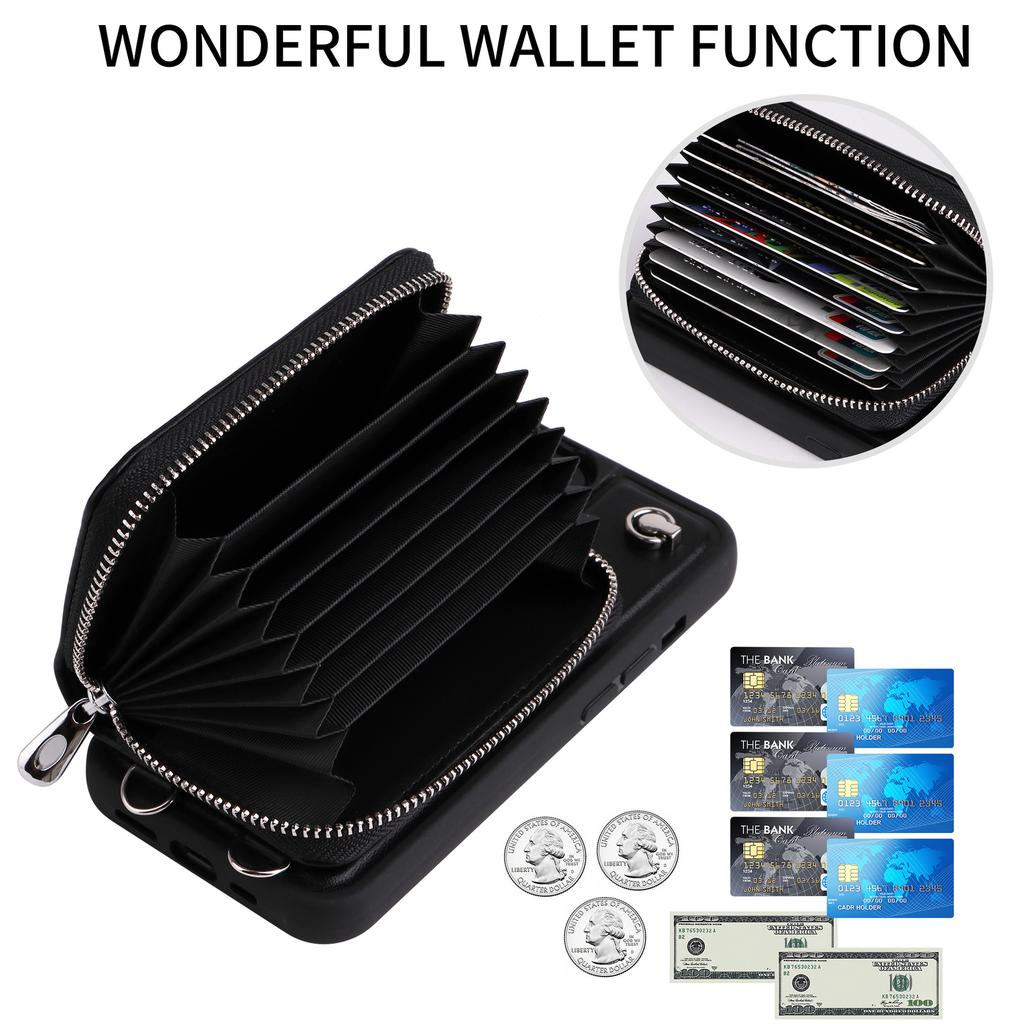 Crossbody Zipper Cards Solt Wallet Leather Book Case For iPhone 16 Pro Max 15 Plus 14 13 12 11 Long Lanyard Bag Detachable Cover