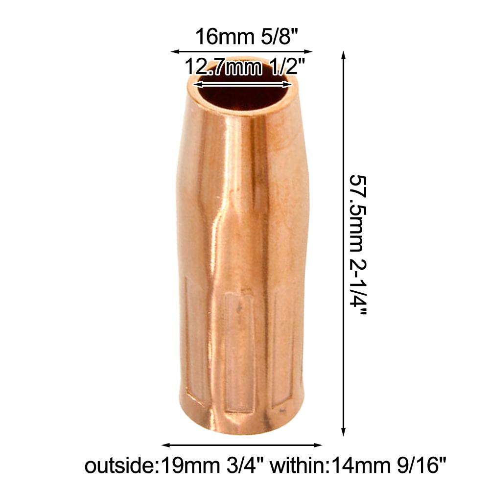 

3 Pack Conical Copper Gas Nozzles MIG MAG Model 2150 for MIG Welding Compatible with 100L Mini 1/2 Inch Diameter China Mainland