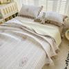 Cotton Quilted Bedspread Set 3 Pieces With Lace Trim Pure Cotton Washed Bed Sheet And Two Pillowcases Soft Breathable Durable Bedding Set