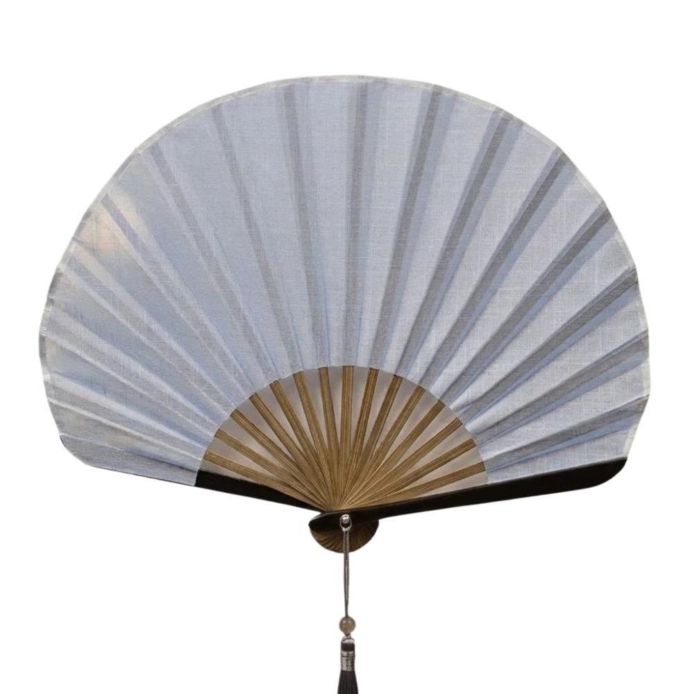 Cotton Linen Cloth Folding Hand Fan Solid Color Handheld Fan Retro Mini Shell Fan Dance Props