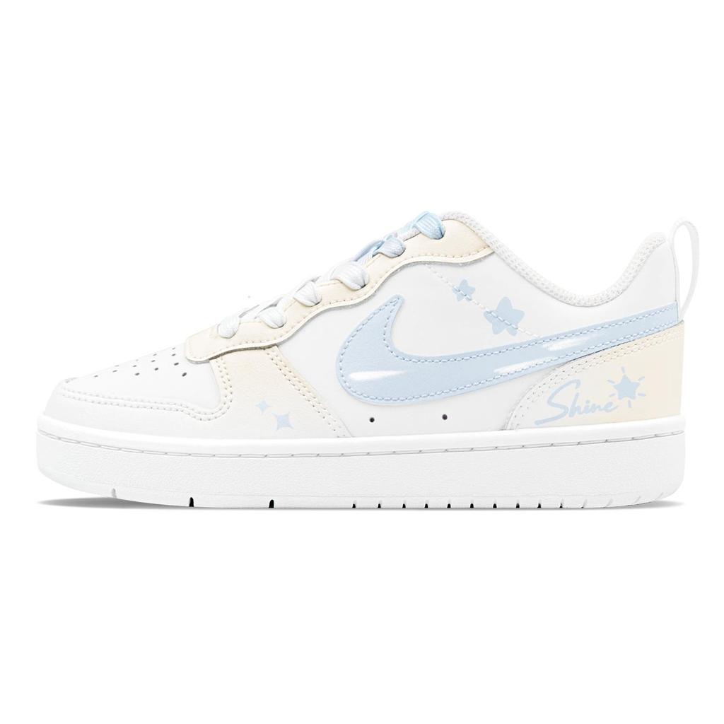 Nike Court Borough Romantic Spring, Sea Salt Star, Couple's, Refreshing Abrasion Resistant Slip Resistant Low top BQ5448-100(Team1655-S-BOX)