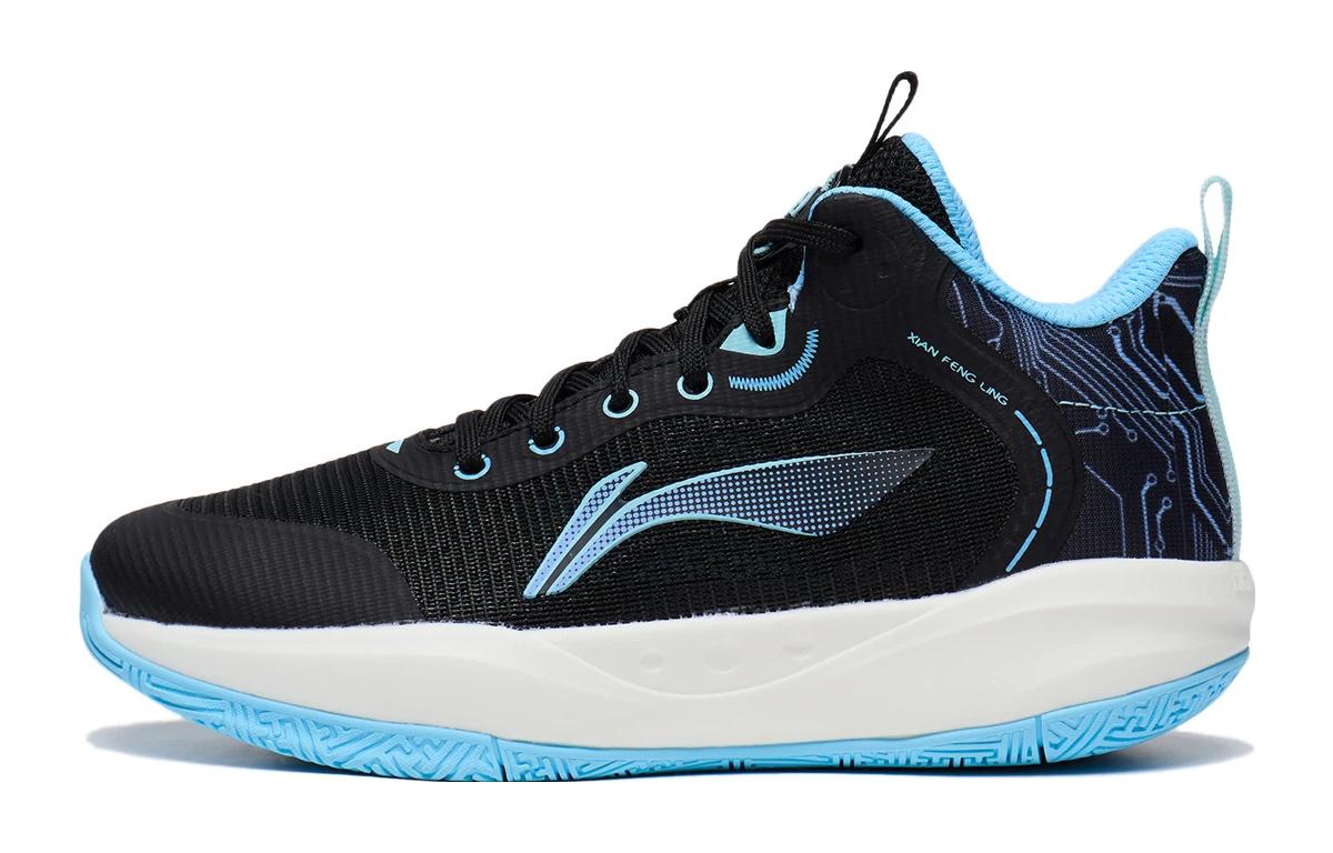 Li Ning YOUNG Авангард Сила PRIMARY 3.0 Синтетическая кожа Дышащие Низкие Детские Баскетбольные Кроссовки Черно-Синие YKBT028-5 35