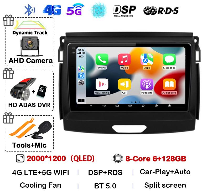 Android 14 Carplay Auto Car Radio Stereo For Ford Ranger 2015 2016 2017 2018 2019 2020 GPS Multimedia Autoradio Player Head unit