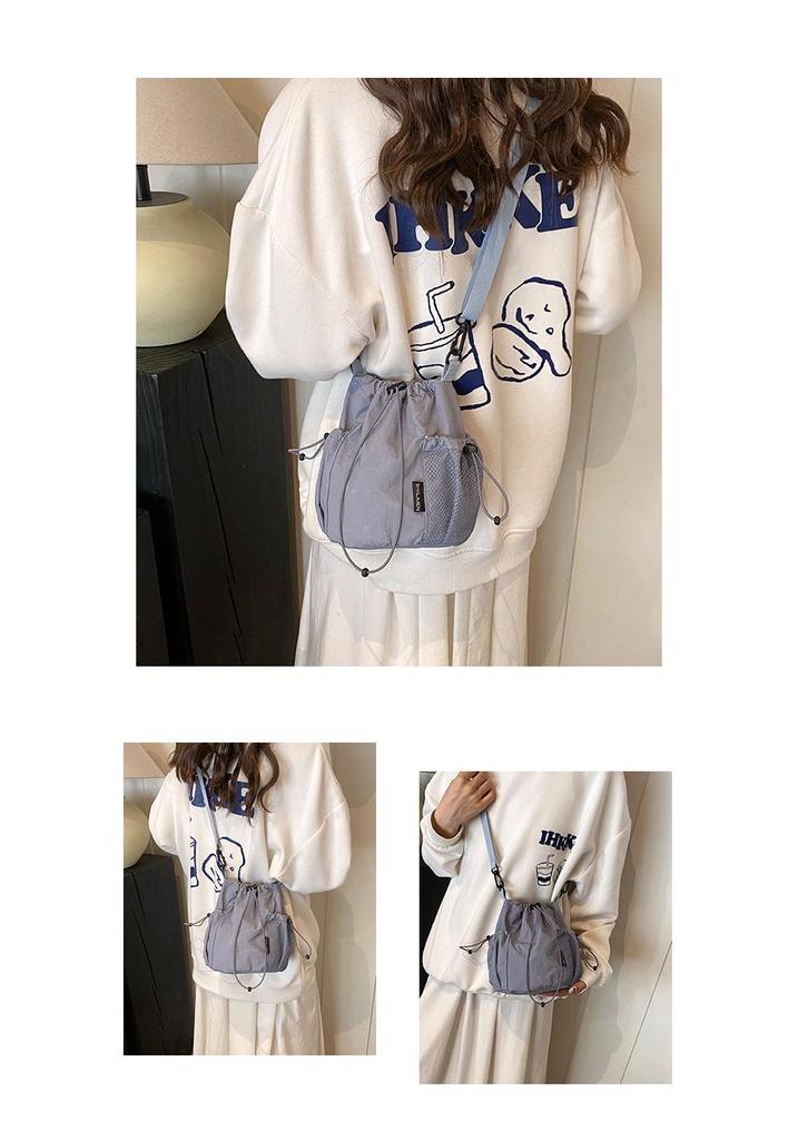 Japanese INS-Style Nylon Drawstring Bucket Bag - Versatile Outdoor Sports Fashion Crossbody