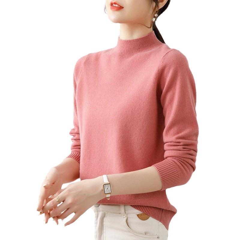 The new style of beautiful temperament half-turtleneck bottoming shirt women's inner slim knit sweater long-sleeved autumn and winter sweater