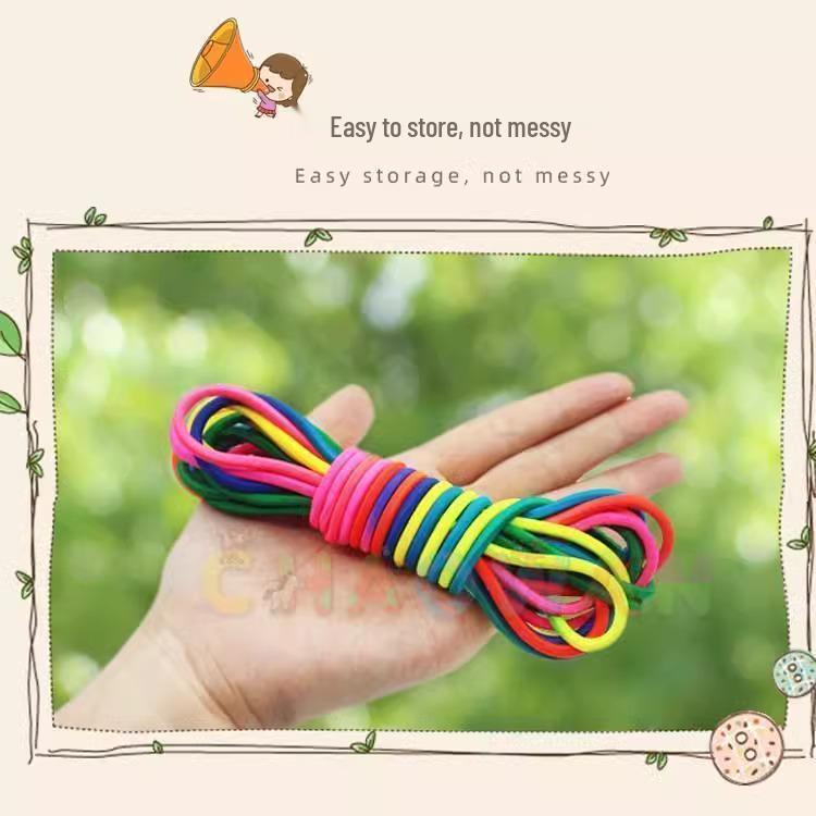 Retro 80s High-Elasticity Rubber Jump Rope for Kids - Durable Nostalgic Playground Essential