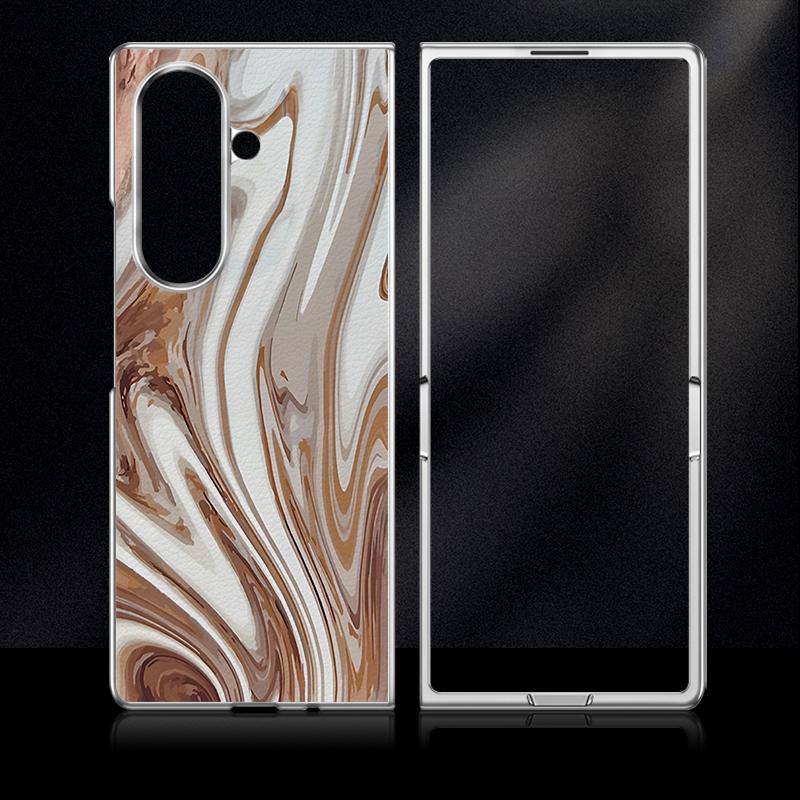 Watercolor Marble Case For Samsung Z Fold 8 Ultra 7 6 5 Hybrid 3in1 Leather Skin Plating Folding Phone Cover For Galaxy Z Fold8 Fold7 Fold6