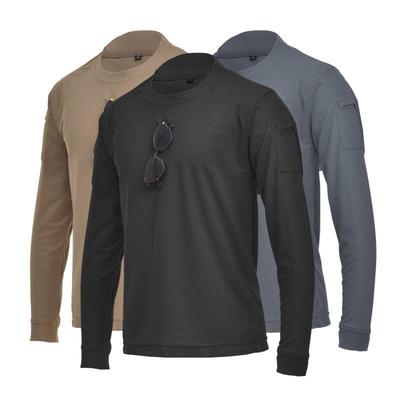 Herren T-Shirt Lockeres großes taktisches Langarm-Stretch-Schweißabsorptionstrainings-T-Shirt mit Rundhalsausschnitt