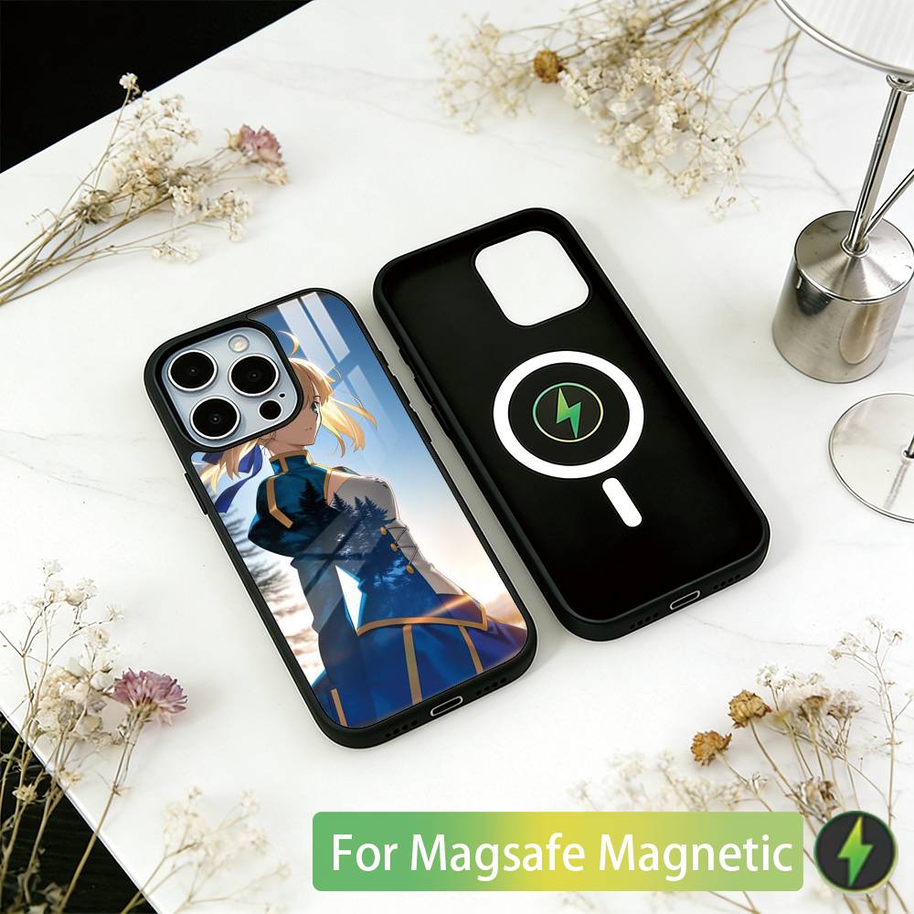 

Чехол для телефона Fate Saber для iPhone 17, 16, 15, 14, 13, 12, 11 Plus, Pro, магнитный, для беспроводной зарядки Magsafe iPhone13Pro