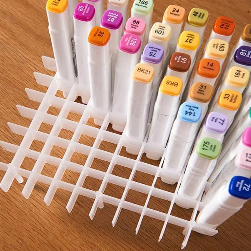 Plastic Marker Pen Organizer Transparent Handheld Desk Pen Holder Waterproof Multi-slot Stationery Storage Case Students