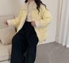 Yu Yan, corduroy doll collar splicing down jacket women's winter new white duck down stand-up collar bread jacket