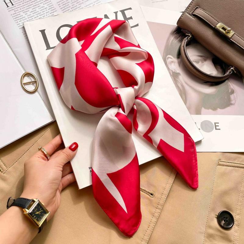 Elegant Silk-Like Square Scarf Women Korean Style Print Neck Lightweight 70x70cm Nylon Fashion Accessory