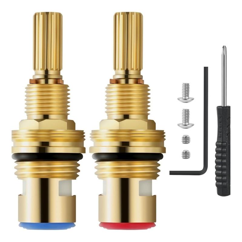 

Ceramic Tap Valves Dripping Resistant Faucet Valves Replacement Hot And Cold Water Spools Brass Ceramic Stem Disc Cartridges 1