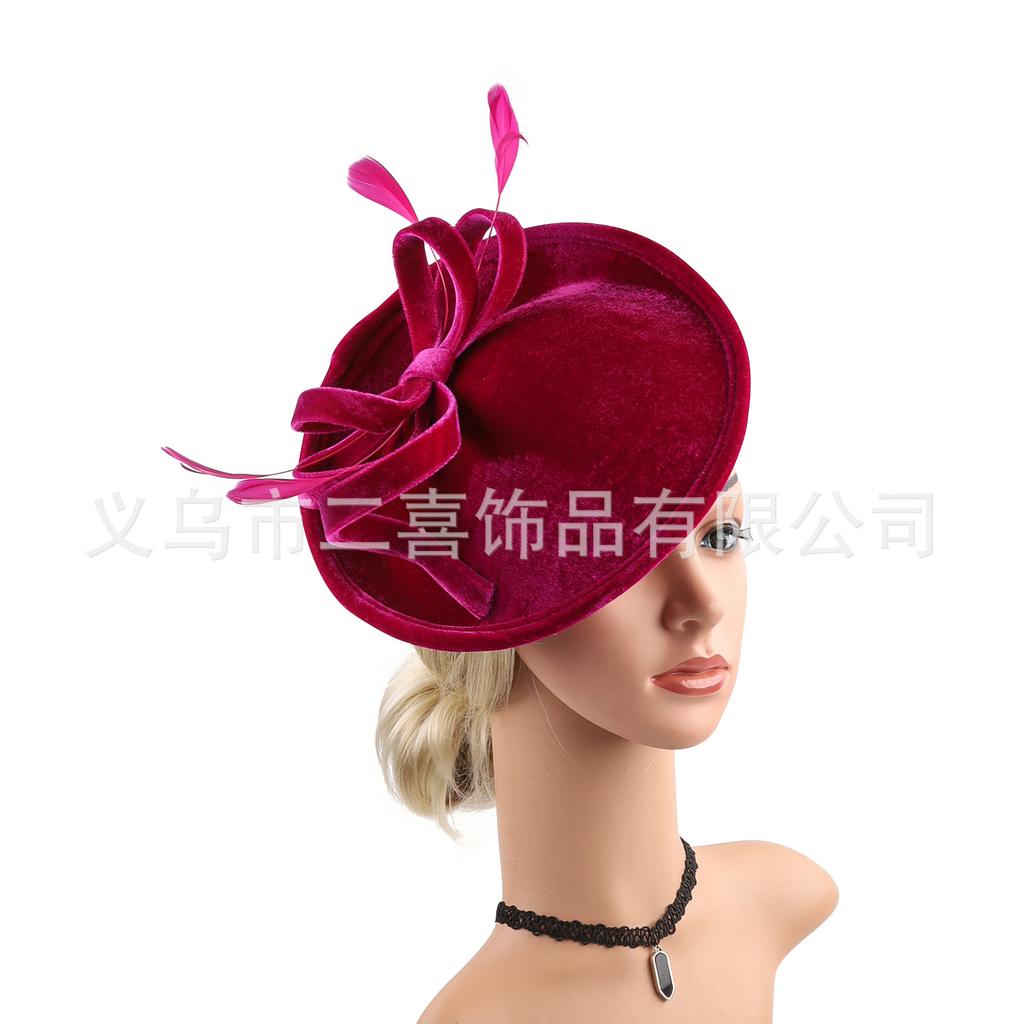 New Hot-selling European and American Exaggerated Top Hat Party Dance Christmas Headgear Velvet Dress Hair Accessories Head Flower