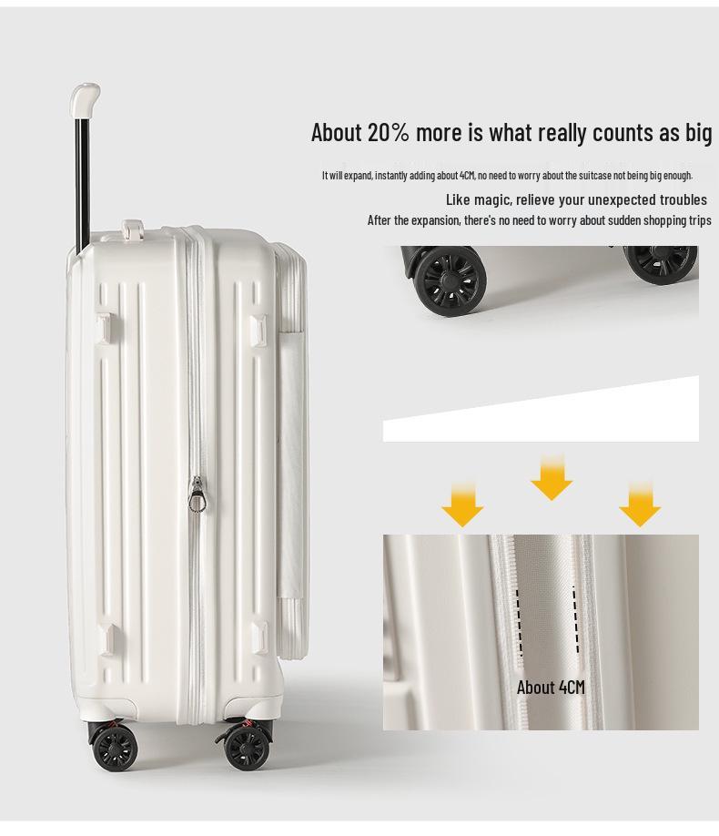 Side-Opening Expandable Luggage Set: Includes Large 24-Inch Suitcase with 20-Inch Carry-On, Silent Universal Wheels, and Trolley Attachment.
