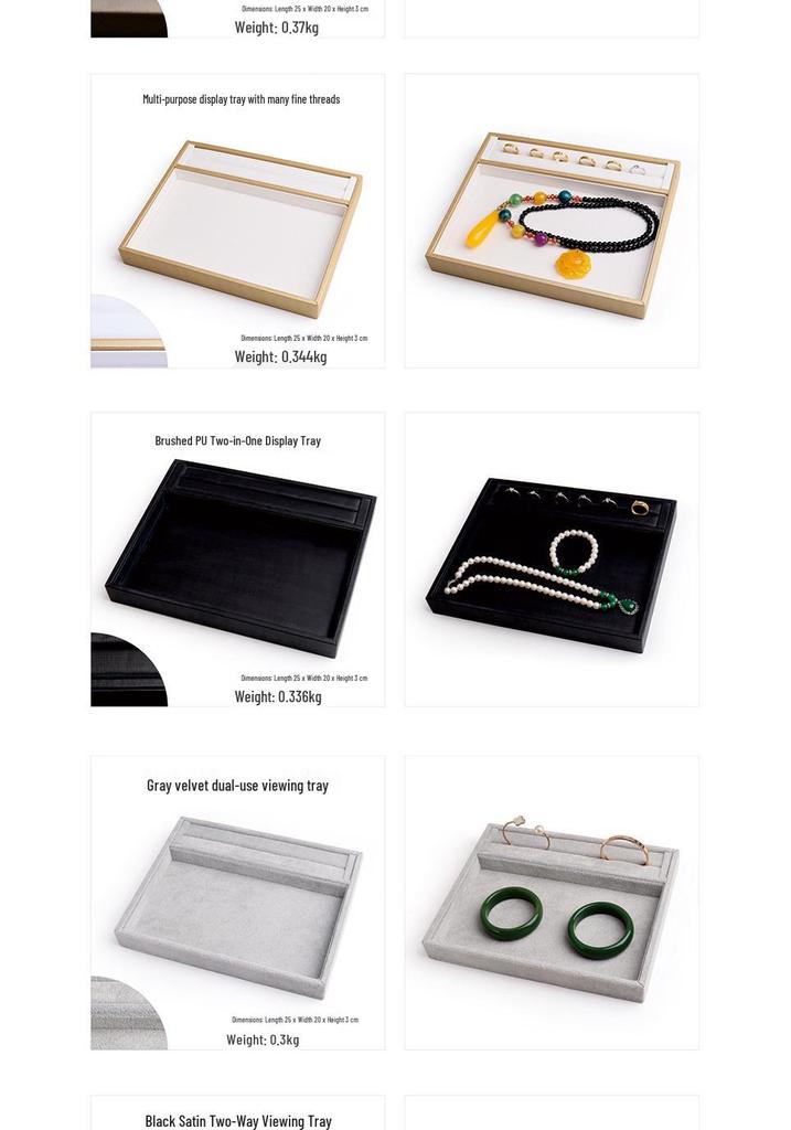 PU Leather Double-Sided Jewelry Tray for Necklaces & Rings - Small Display for Accessories or Jade Ware