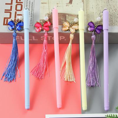 1 Piece Kawaii School Cute Styling Funny Lovely Pens Tassel Butterfly Pendant Gel Pen Stationery Office Supplies