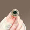 Vintage Green Diamond Small Round Brooch High-end Women's Summer Cardigan Anti-light Buckle Pin Mini Small Corsage Accessories