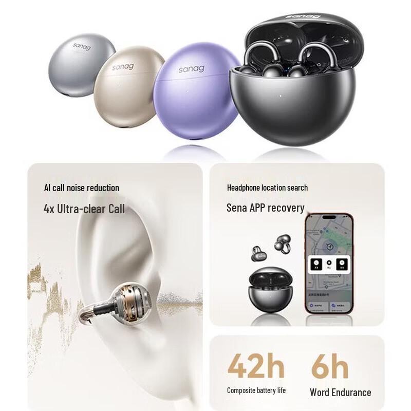SANAG S6S Ultra Open-Ear Bluetooth Earphones with AI Translator