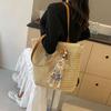 Women Crochet Beach Handbag With Tassel Weaving Travel Handbag Zipper Closure Retro Straw Handbag Ladies Premium