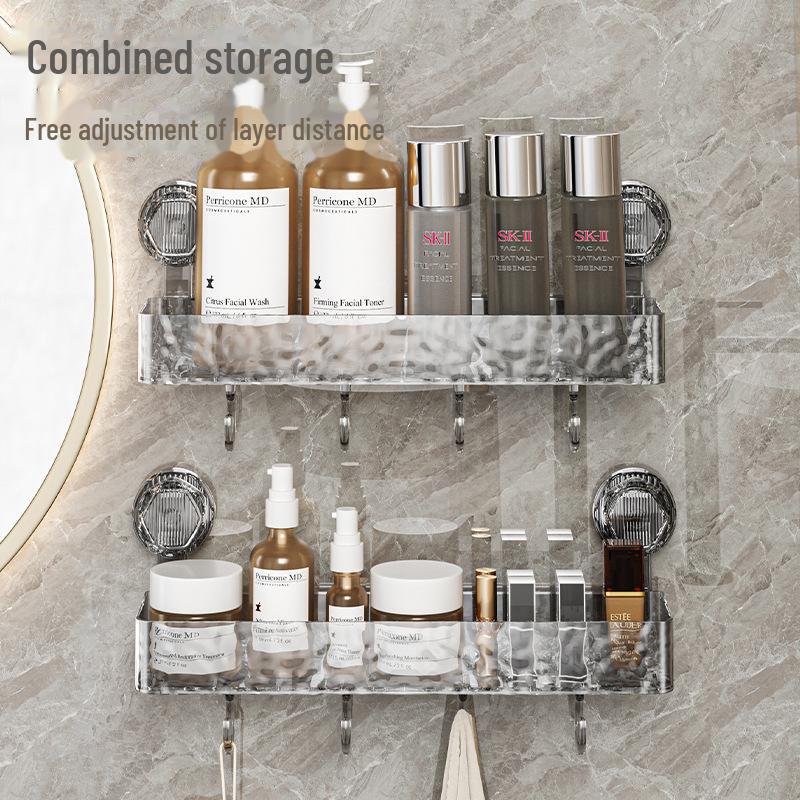 Luxusní koupelnový regál s přísavkami ve vlnitém vzoru - Beznástěnné úložné řešení