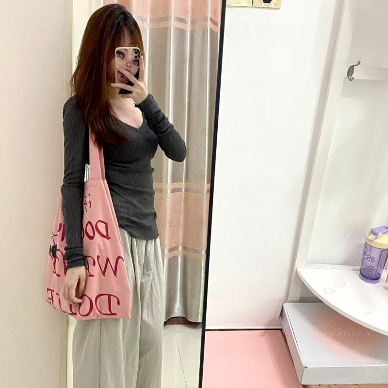 Light and ripe wind collar Thin slightly transparent long-sleeved women's spring and summer slim-fit sunscreen blouse Spice girl knitted top