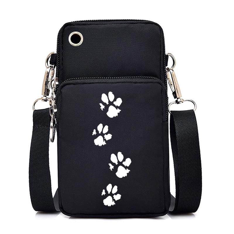 Dog Cat Paw Graphic Women's Mobile Phone Bag Harajuku Cartoon Female Handbag Animal Paw Lovers Small Crossbody Bags Mini Purse