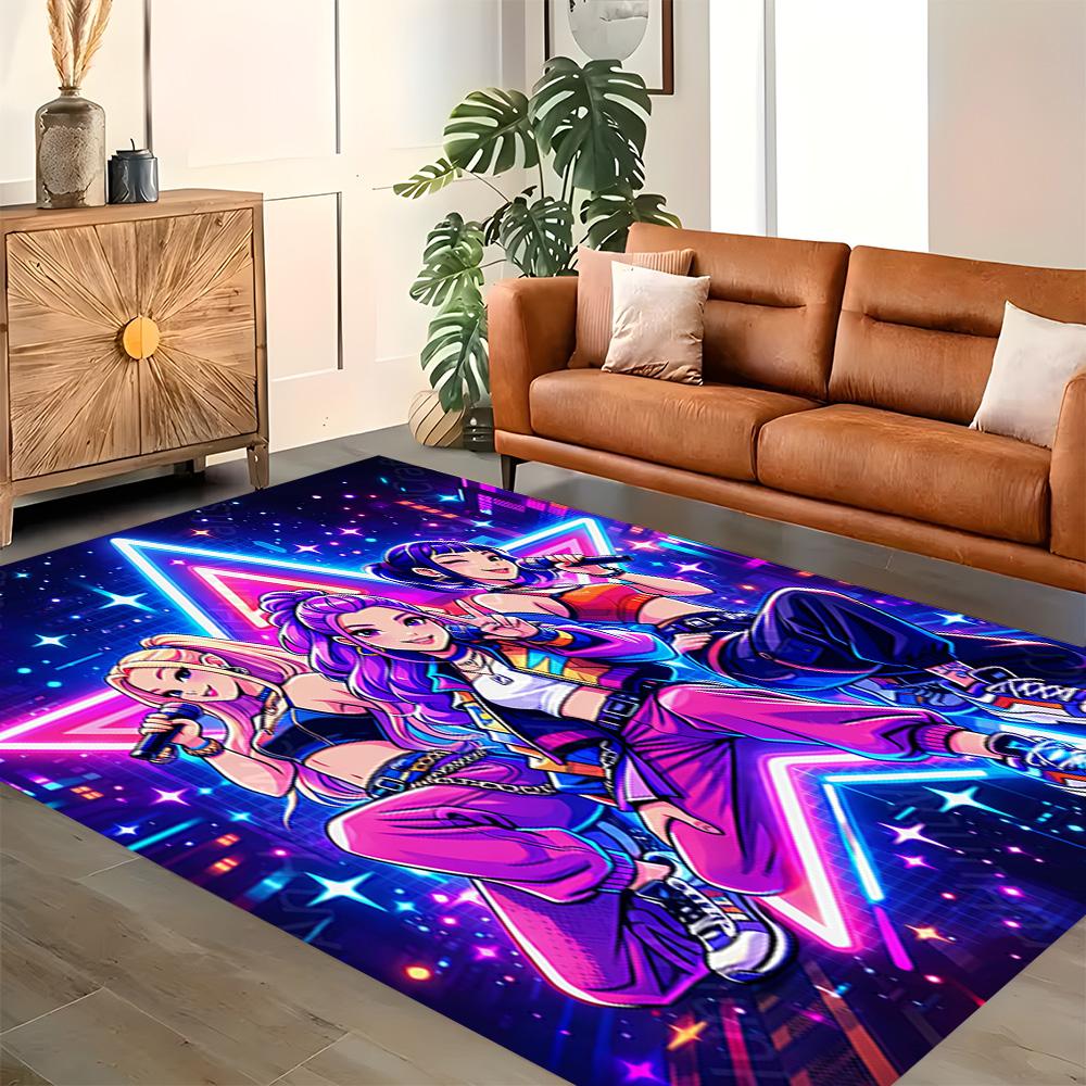 Magische Meisjes in Neonlichten vloerkleed voor woonkamers, slaapkamers, huisdecoratie en als cadeau.