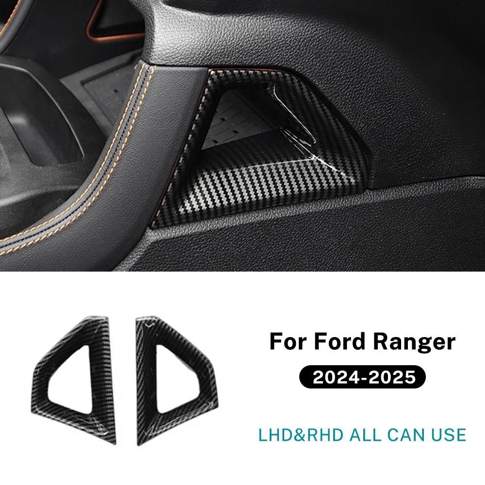 Carbon Fiber Pattern ABS Trim Cover For Ford Ranger 2024 2025 2026 LHD RHD Car Door Trim Strip Interior Accessories