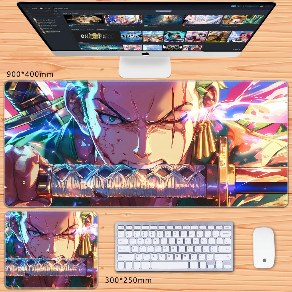 Oversized Chłopcy Anime Roronoa Zoro Dwuwymiarowy Duży Rozmiar Podkładka pod Klawiaturę do Gier Biurowa Podkładka pod Mysz Wysoka Rozdzielczość Anime ONE PIECE Skórzana Podkładka pod Mysz