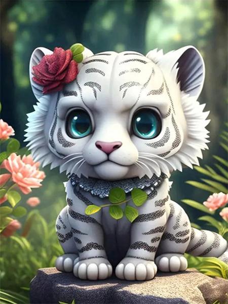 

Diy Алмазная картина Животные Мультфильм Полный квадрат Круглая вышивка Мозаика Тигр Дракон Декор стены Full Round 20x30CM