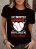 Wo's BaseballThemed My Favorite Baseball Player Calls Me Grandma Graphic Tee Casual Crew Neck Short