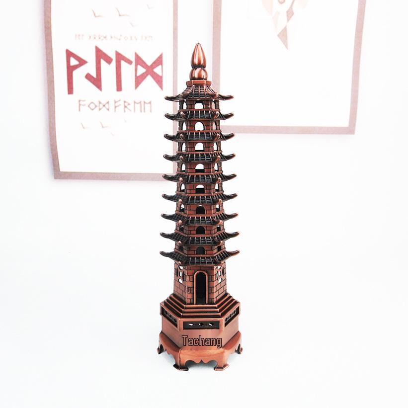 

13-Story Alloy Wenchang Pagoda Ornament: Creative Desk Decoration & Christmas Gift for Students 9-story, Height 13cm бронзовый/красный