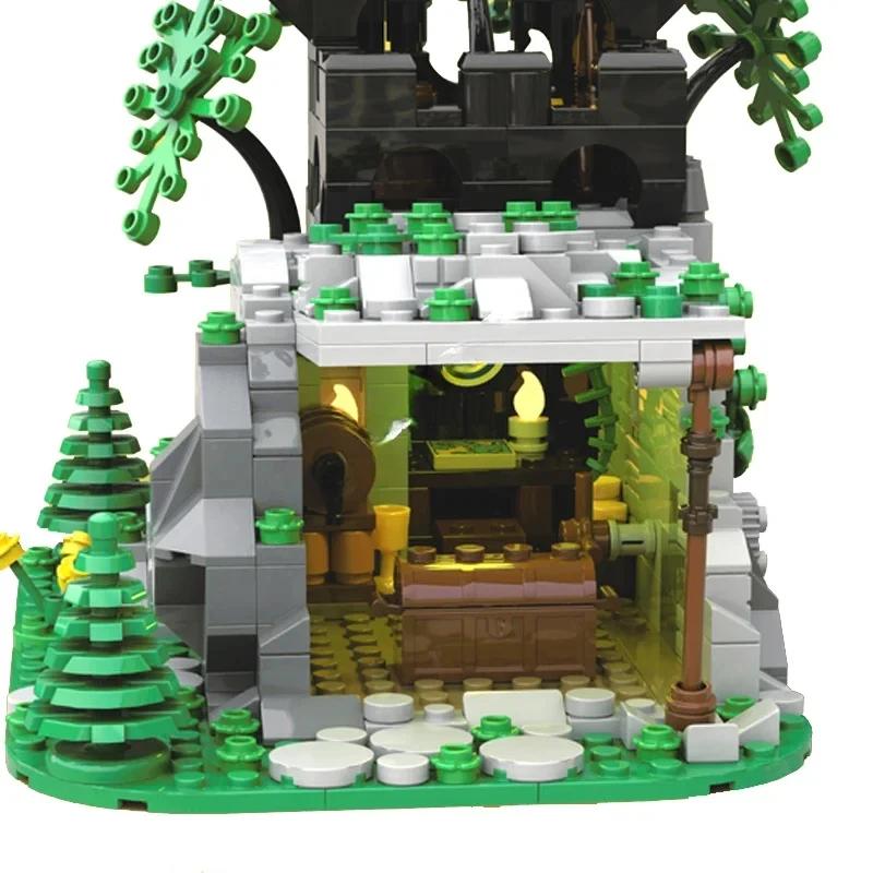 MOC Building Block Toys Are Creative Assembly Toys and Christmas Gifts Featuring a Model of a Small Castle In a Medieval Forest