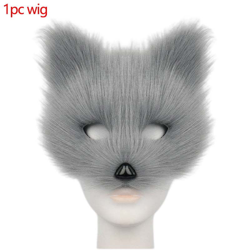 Halloween Half Face Plush Mask Artificial Fox Mask Supplies Horror Cosplay Props Carnival Cos Unisex Colorful Fox Mask For Gifts