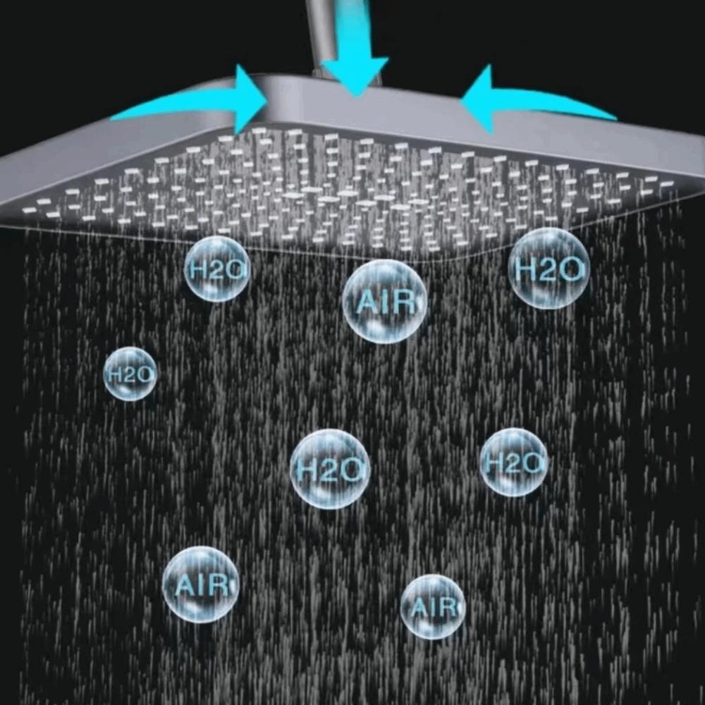 Grey Shower System High Pressure Rainfall Shower Set Digital Shower Faucet Set Water Saving