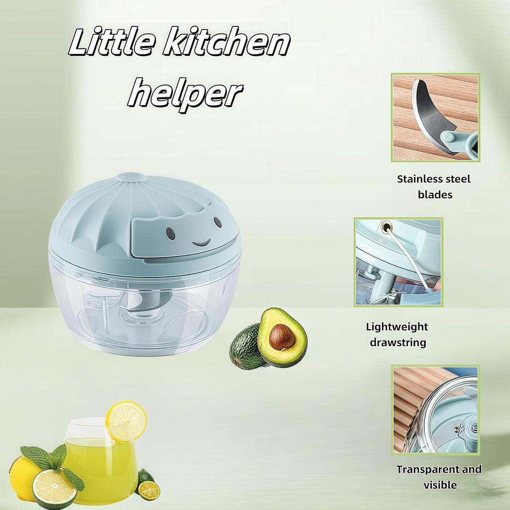 Manual Food Processor Vegetable Chopper, Mini Hand-Pull String Garlic Chopper Onion Cutter for Veggies.