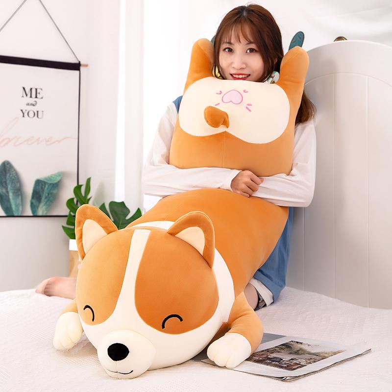 60-120cm Hot Kawaii Corgi Long Pillow Doll Stuffed Animals Plush Toy Sleeping Pillow Soft Kids Toys for Girlfriend Gifts