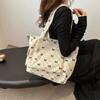 Bow Pattern Commuting Shoulder Bag Corduroy Handbag Large Capacity Women Tote Bag Multi-pockets Eco-friendly Shopping Bags