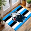 "Fierce Wolf On Blue Striped Background" Patterned Carpet, Non Slip Mat Suitable for Living Room and Bedroom Sofas