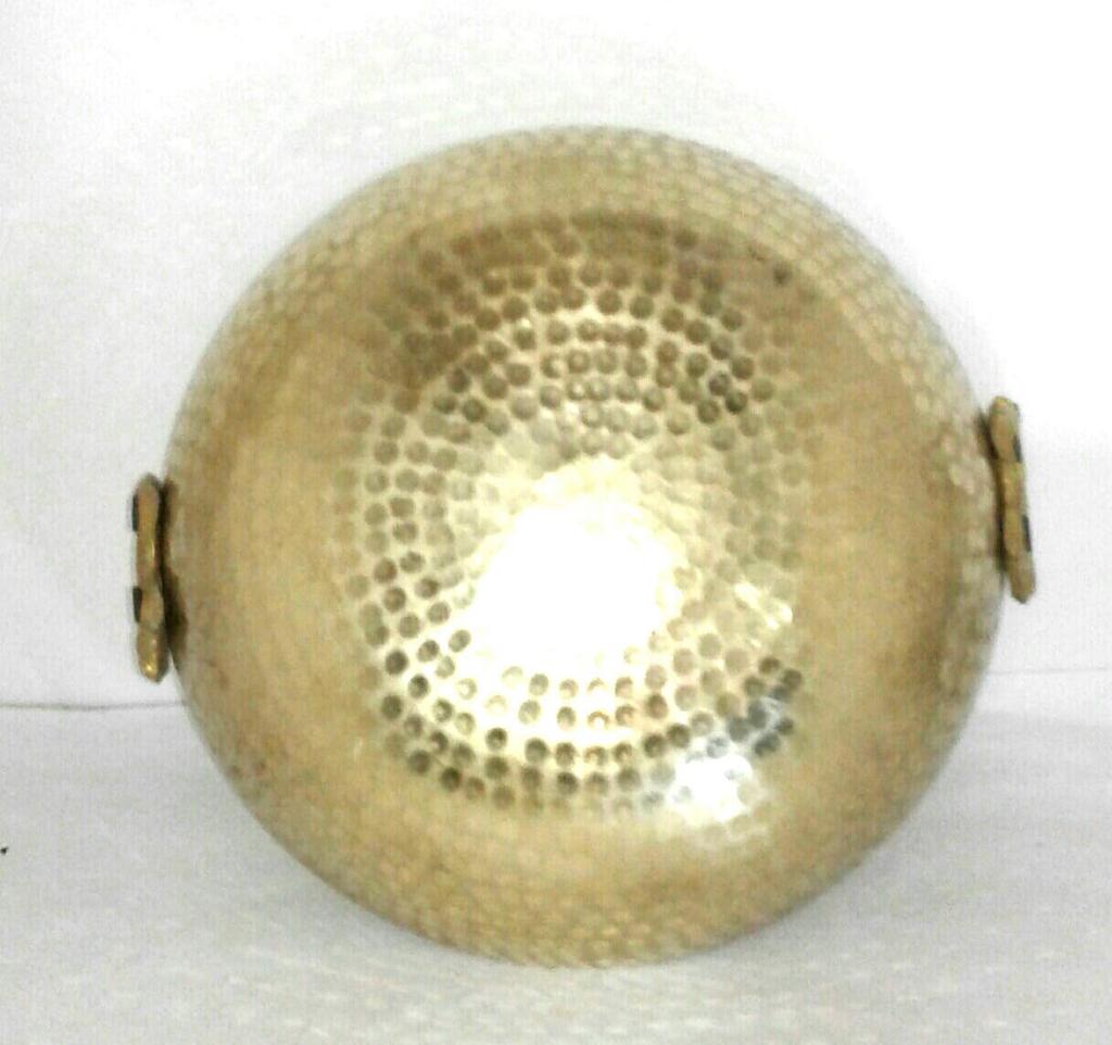 Brass Pital Kadhai/Frying Pan with Handle Kadai Cookware (2500 ML)