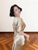 Elegant Champagne Acetate Suit for Women: Satin Top & Fishtail Skirt Set (Spring/Autumn)