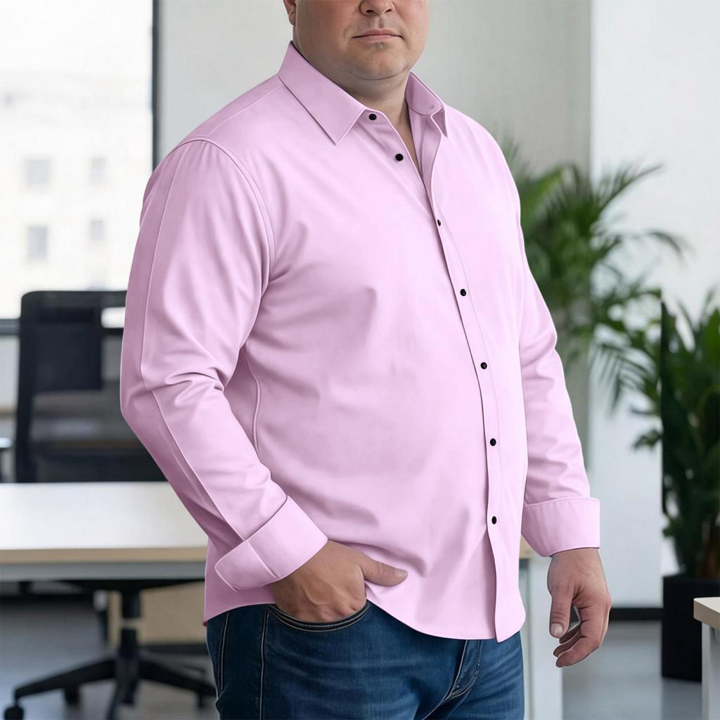 Men's Big and Tall Loose Fit Casual Button Down Shirt Long Sleeve Lightweight Business Dress Shirt