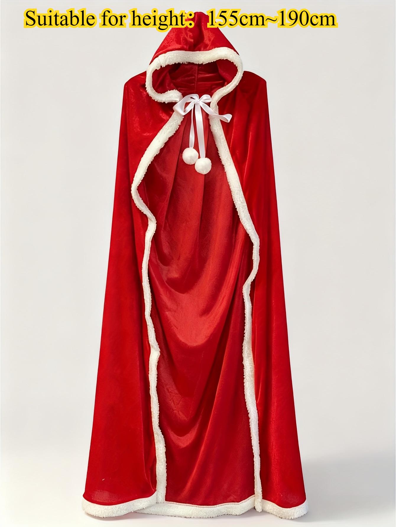 

1 Adult Christmas Cloak with Hat and Little Red Riding Hood Pattern, Suitable for Christmas Parties and Stage Performances One Size червоний