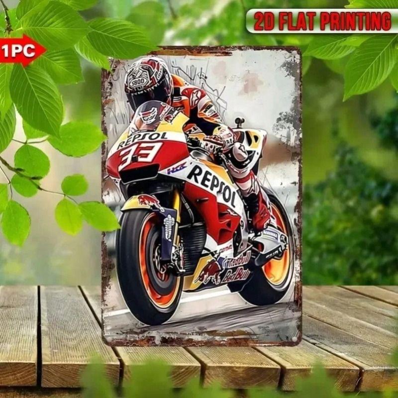 

Metal Sign Repsol Racing Flag Moto Sport Wall Art Garage Decor
