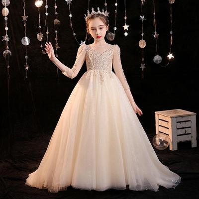 Children’s Puffy Tulle Flower Girl Princess Dress for Evening & Piano Performance
