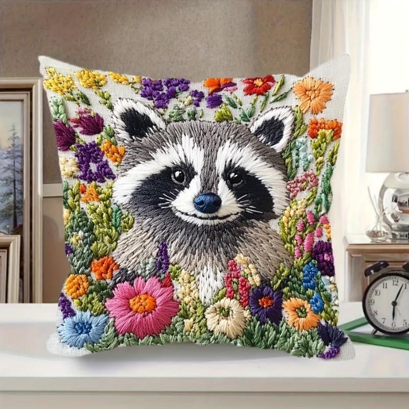 Raccoon Throw Cushion Covers Chair Living Room Pillowcase Cozy Zipper Sofa Pillow Covers Animal Bedroom Indoor Home Decor